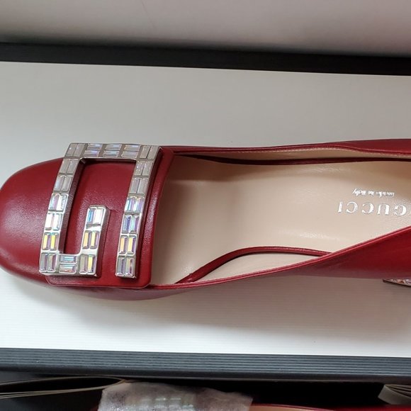 NIB GUCCI Madelyn crystal red shoes 35.5 - Picture 5 of 8